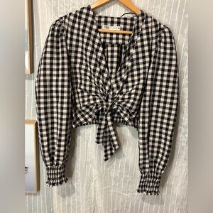 Zara Blouse longsleeve black and white checkered